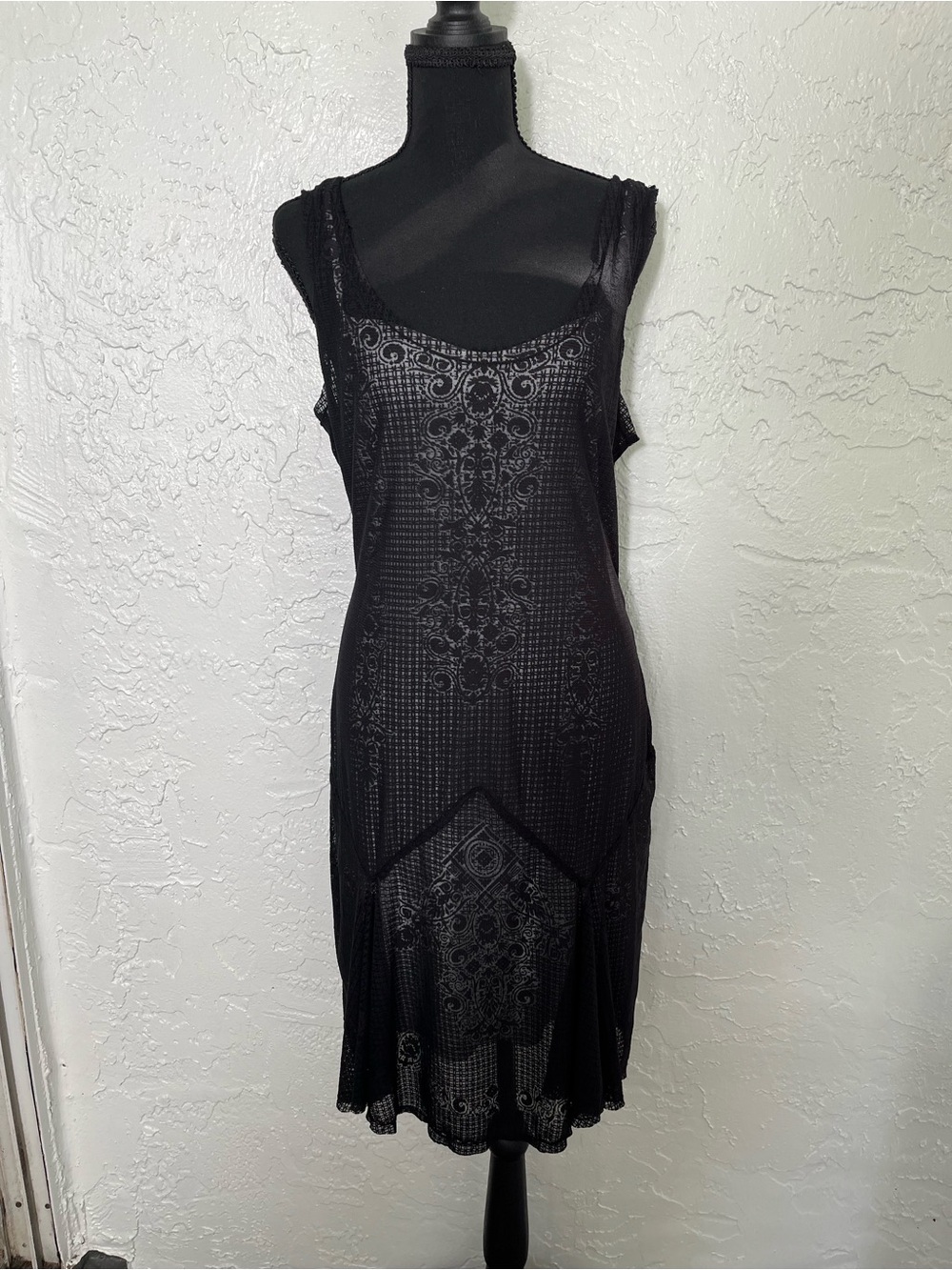 Studio M Black Sheer Burnout Tunic Dress Goth Style XL NWT